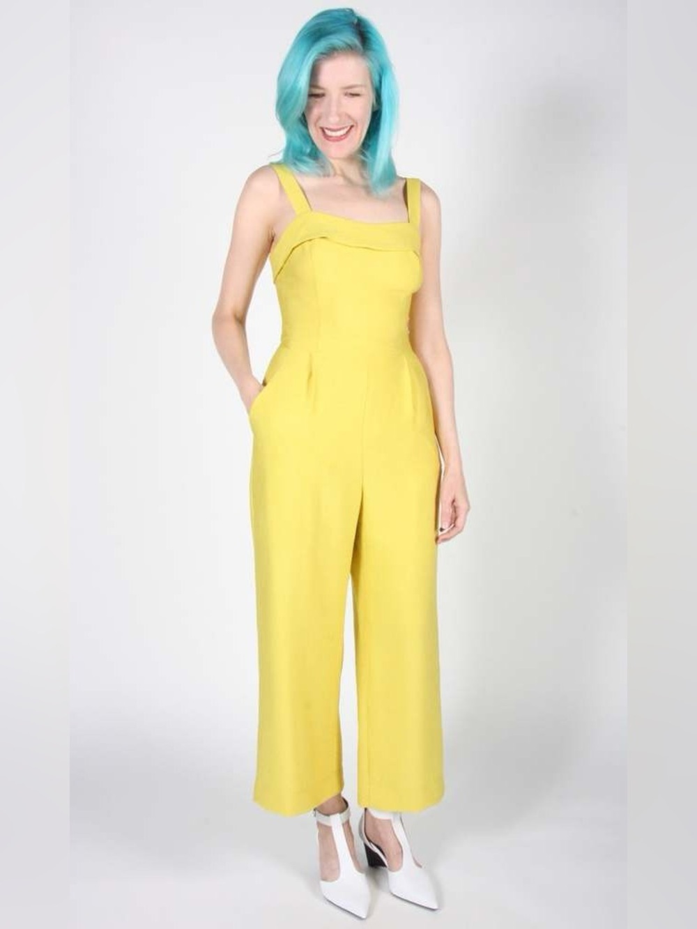 Birds of North America Sandgrouse Jumpsuit In Mustard Yellow Size 6 Square-Neck - Picture 13 of 15